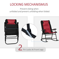 Folding Rocking Chair Set of 2 Padded Rockers with Armrest, Navy Blue