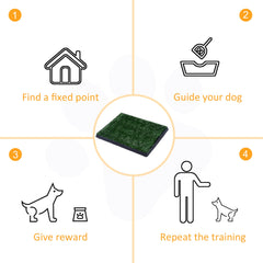 Dog Grass Pad with Tray, Artificial Grass for Dogs, Doggy Bathroom Toilet Potty Tray Indoor Outdoor Puppy Potty Training (51 x 63 CM)