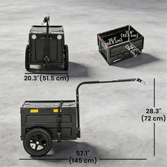 Bike Trailer with Foldable Storage Box and Lid, Quick Release Wheels, Reflective Stickers, Safety Flag