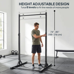 Portable Pull Up Station, Height Adjustable Pull Up Bar with 8 Levels for Home Gym Strength Training, 440LBS Capacity