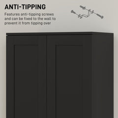 69" Tall Pantry Cabinet with Adjustable Shelves, Modern Kitchen Pantry Cabinet with Soft Close Doors, Black