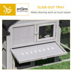 Large Rabbit Hutch Wood Bunny Cage Outdoor Guinea Pig House with Double Runs Slide Out Tray Ramps, 83"x18"x33", Natural