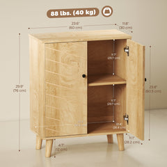 Storage Cabinet with Doors, Cupboard Organization with Shelf and Wood Legs, Storage Solution for Living Room, Bathroom