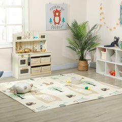 Foldable Baby Plat Mat, 77" x 69" Kids Floor Mat for Crawling and Learning, Girl & Animal Theme