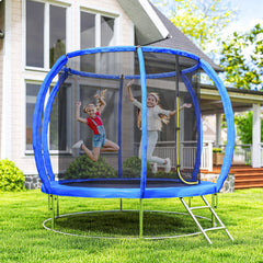 8ft Trampoline Outdoor, ASTM Certified, with Circular Base, Enclosure Net, Ladder and Curved Poles