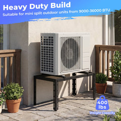 Mini Split Ground Stand Adjustable for 9000-36000 BTU Ductless Air Conditioners Heat Pump-Black