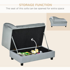 Pet Sofa Dog Couch Chaise Lounge Pet Bed with Storage Function Small Sized Dog Various Cat Sponge Cushioned Bed Lounge, Light Grey