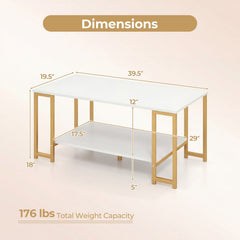Modern Accent Table with Open Storage Shelf for Apartment and Lounge-White