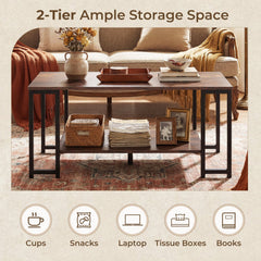 Modern Accent Table with Open Storage Shelf for Apartment and Lounge-Rustic Brown