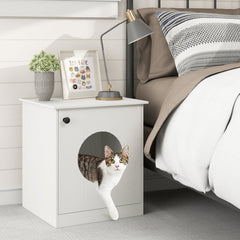 Modern Cat Litter Box Enclosure for Small to Large Cats-White