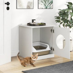Modern Cat Litter Box Enclosure for Small to Large Cats-White
