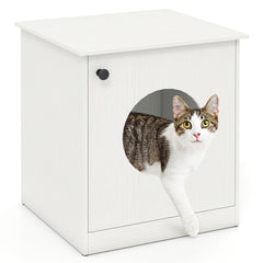 Modern Cat Litter Box Enclosure for Small to Large Cats-White