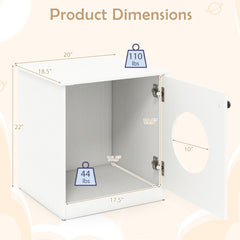 Modern Cat Litter Box Enclosure for Small to Large Cats-White