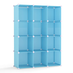 Modular Baby Wardrobe with 10 Cubes & Hanging Rod and Shelves Stackable-Blue