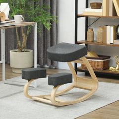 Ergonomic Kneeling Chair, Wood Kneel Stool with Thick Pads, Desk Knee Chair, Improve Posture, Black