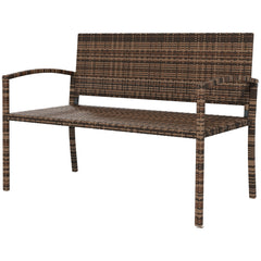 Rattan Wicker Loveseat Garden Bench Hand Woven Portable Backyard Gray