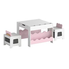 Multi-purpose Activity Kids Table and Chairs Set with Double-sided Tabletop-Pink