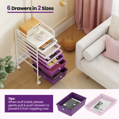 Multifunctional 6 Drawers Rolling Storage Cart Organizer-Purple Gradient