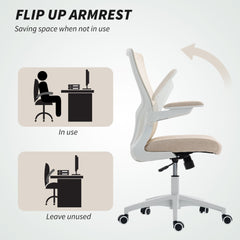 Ergonomic Office Chair, Swivel Desk Chair with Adjustable Lumbar Support, Headrest and Height, Flip-up Armrests, Beige