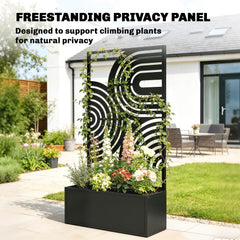 Metal Planter Box with Trellis, 44.5" Raised Garden Bed with Trellis Privacy Screen for Climbing Plants