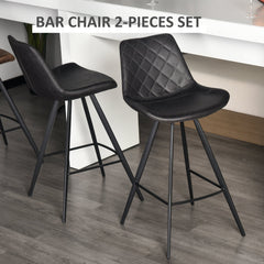 Set of 2 Microfiber Cloth Bar Stools, Multi-functional Kitchen Stools, Bar Chair with Metal Leg Padded Cushion Seat for Dining, Black