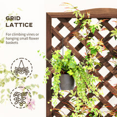 Wood Planter with Trellis, Raised Garden Bed to Grow Vegetables for Backyard, 30" x 14" x 67", Dark Brown