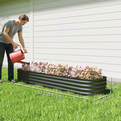 4.9 x 2 x 1ft Galvanized Raised Garden Bed Kit, Metal Planter Box with Safety Edging, Black