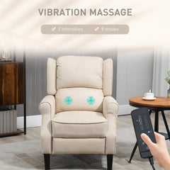Push Back Recliner Chair, Vibration Massage Recliner for Living Room with Extendable Footrest, Remote, Pocket, Blue