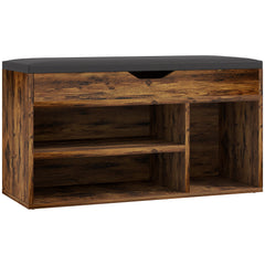 Shoe Bench Entryway Storage Rack with Padded Cushion, Hidden Storage for Hallway, Living Room, Natural