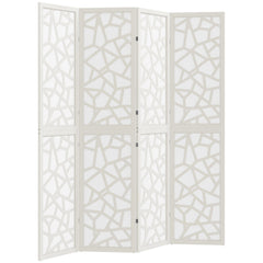 4 Panel Room Divider, 5.6 FT Lightweight Folding Privacy Screen with Geometric Pattern for Living Room, Bedroom, Black