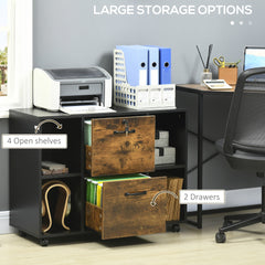 Lateral Filing Cabinet with Wheels and Lockable Drawer, File Cabinet, Mobile Printer Stand with Open Shelves for Letter and A4 Size Documents for Home Office, Grey