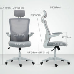 Ergonomic Office Chair, Swivel Desk Chair with Adjustable Lumbar Support, Headrest and Height, Flip-up Armrests, Beige