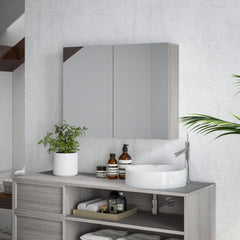 Bathroom Mirror Cabinet, Wall-Mounted Storage Organizer with Double Doors, Adjustable Shelf, White