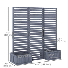 Outdoor Privacy Screen Wood Privacy Panel with 4 Planter Boxes, Raised Bed with 3 Panels, Drainage Holes, Natural