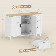 Buffet Cabinet with Soft-Close Doors, Modern Sideboard with 3 Drawers for Living Room, Kitchen, Dining Room, Black