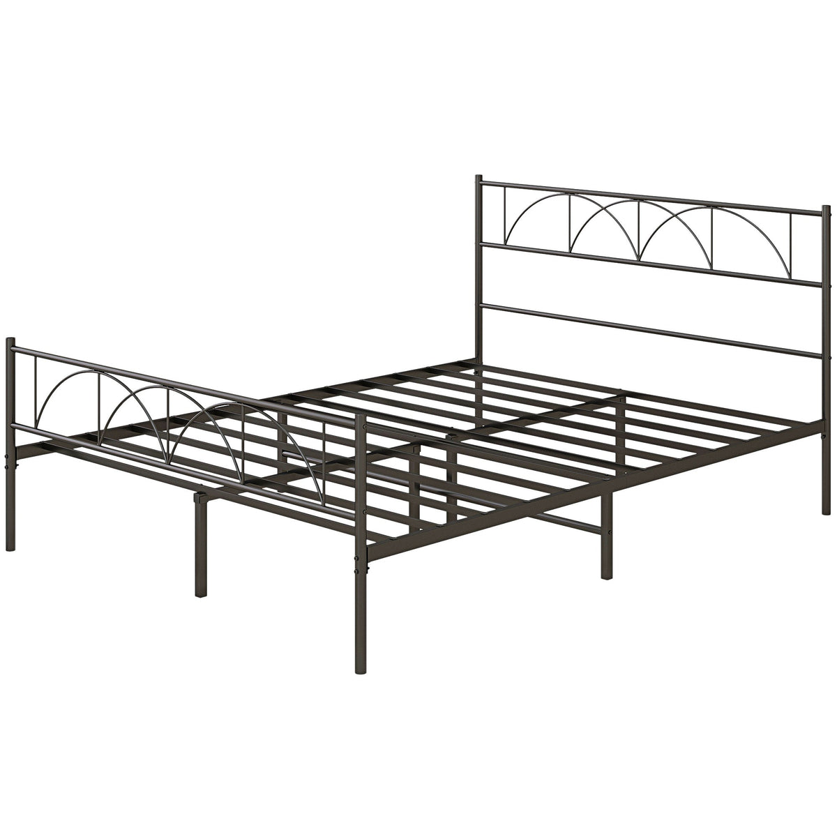 Metal Full Platform Bed Frame with Headboard, Steel Slat Support, Underbed Storage, No Box Spring Needed, Easy Assembly