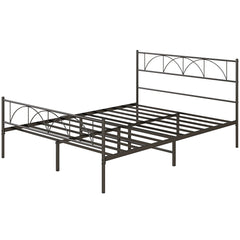 Metal Full Platform Bed Frame with Headboard, Steel Slat Support, Underbed Storage, No Box Spring Needed, Easy Assembly