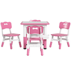 5 Pieces Toddler Table and Chair Set, Height Adjustable Activity Table and Chair Set for Nursery Classroom, Grey