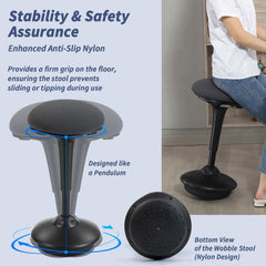 Swivel Standing Desk Chair, Backless Wobble Stool Chair, Adjustable Active Ergonomic Standing Stool with Rocking Motion