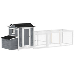 118"L Chicken Coop, Large Wooden Hen House with Run, Pull-Out Tray, Waterproof Roof, Nesting Box, Swing, Roosting Bars