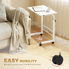 Mobile Standing Desk with Adjustable Height, 23.5 inch Stand Up Desk with Wheels, Natural Wood