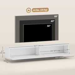 71" Floating TV Stand for TVs up to 72 Inch, Wall Mount Media Console with 2 Fluted Flip-Down Doors, Cable Hole, Black