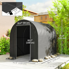 5' x 8' Outdoor Storage Shed, Heavy Duty Galvanized Steel Portable Shed for Bike, Motorcycle, Garden Tools, Black