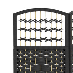 4 Panel Folding Room Divider, Portable Privacy Screen, Wave Fiber Room Partition for Home Office, Black