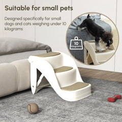 Portable Pet Stairs Foldable Steps for Small Dogs and Cats 3-Step with Non-slip Treads for Beds Sofas, Cream