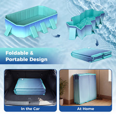 Non-Inflatable Swimming Pool Portable Around Ground Pool with 8 Support Panels-Gradient