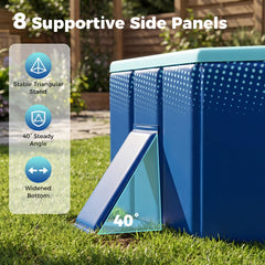 Non-Inflatable Swimming Pool Portable Around Ground Pool with 24 Wall Panels-Navy