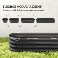 4.9 x 2 x 1ft Galvanized Raised Garden Bed Kit, Metal Planter Box with Safety Edging, Black