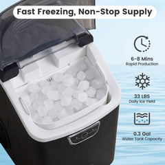 Nugget Ice Maker Countertop with Audible Ice Full Alarm-Black