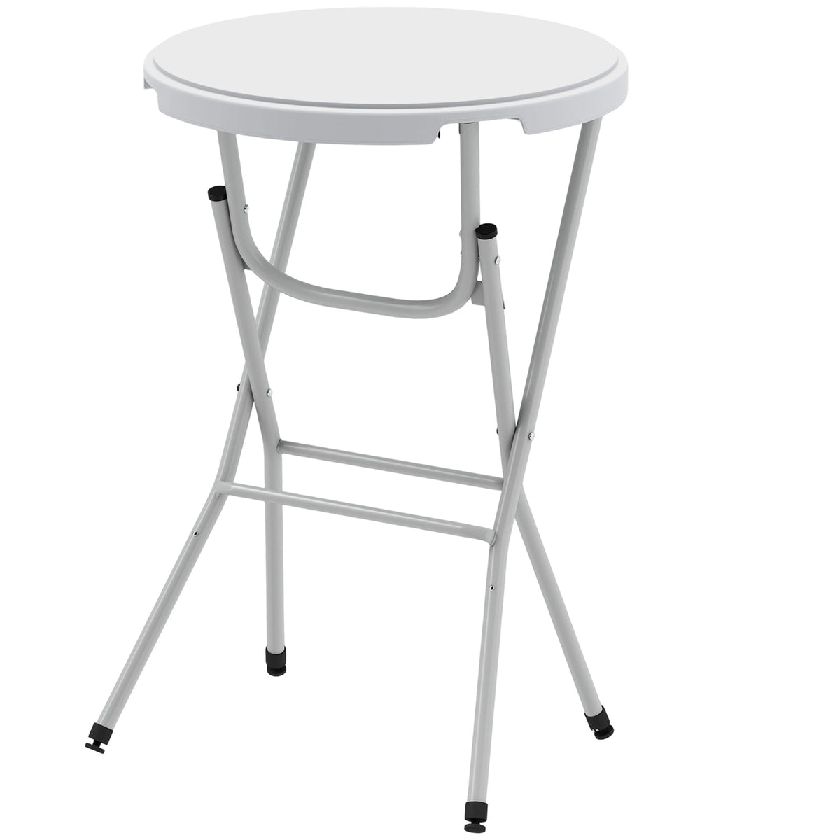 31.5" Bar Height Patio Table, Outdoor Bar Folding Table with HDPE Top, Locking Steel Legs for Party, Camping, White